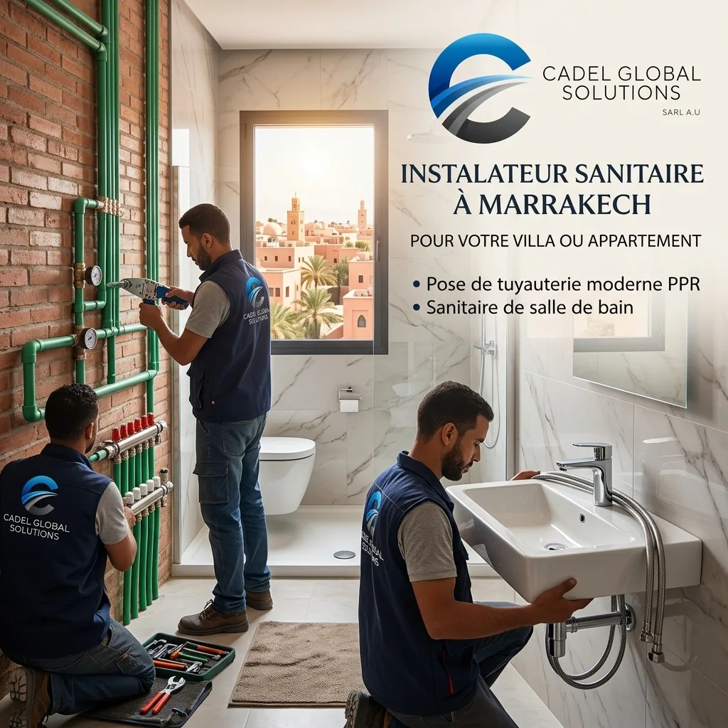 Installateur sanitaire pour votre villa ou appartement à Marrakech pose de tuyauterie moderne PPR et sanitaire de salle de bain
